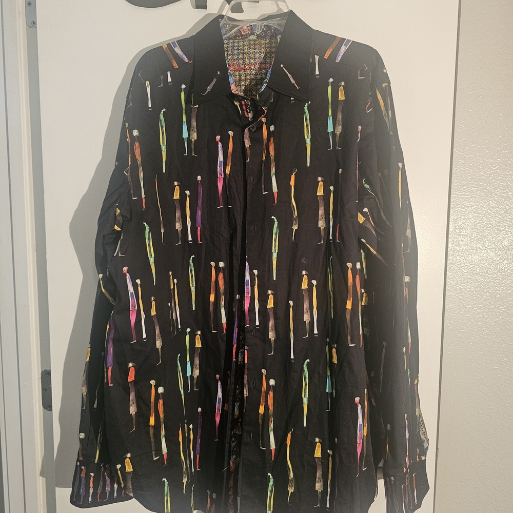 Robert Graham Black Multicolor Patterned Shirt - Picture 2 of 14